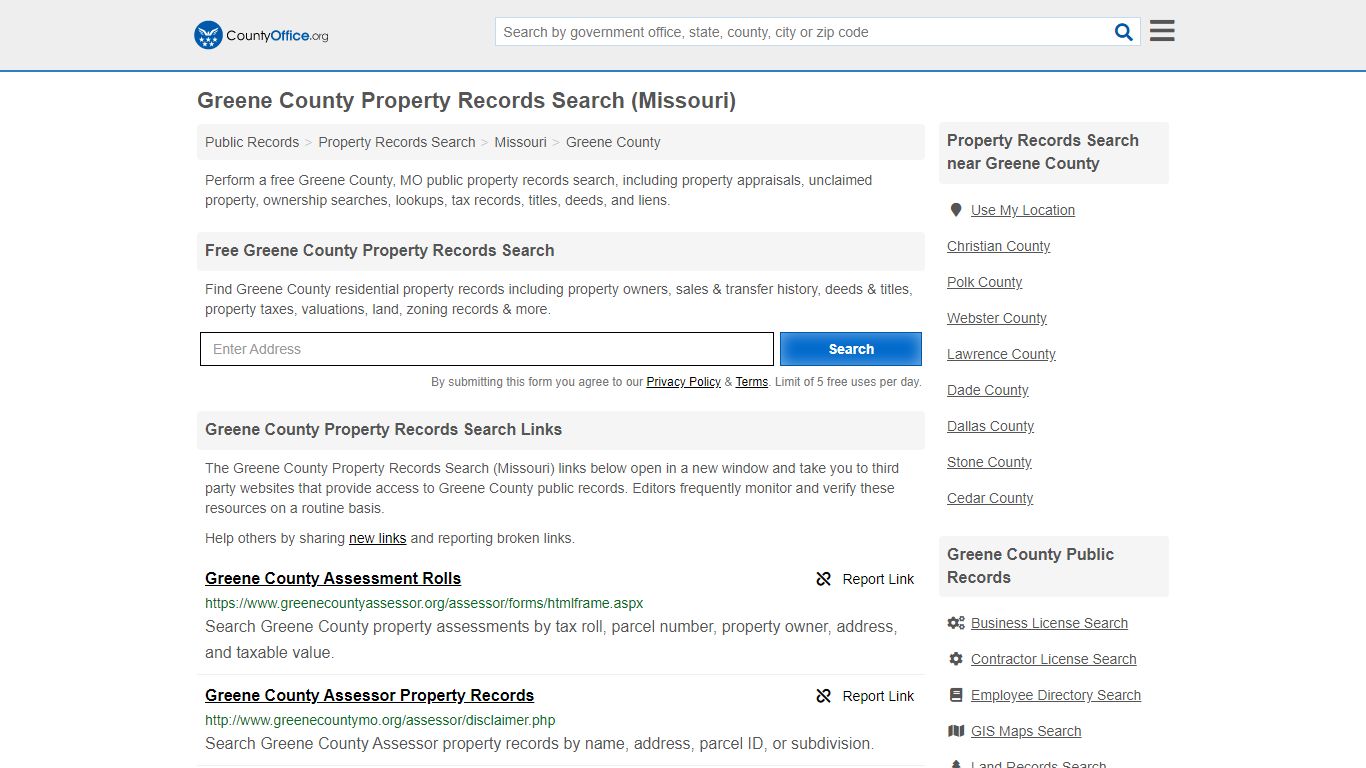 Property Records Search - Greene County, MO (Assessments ...